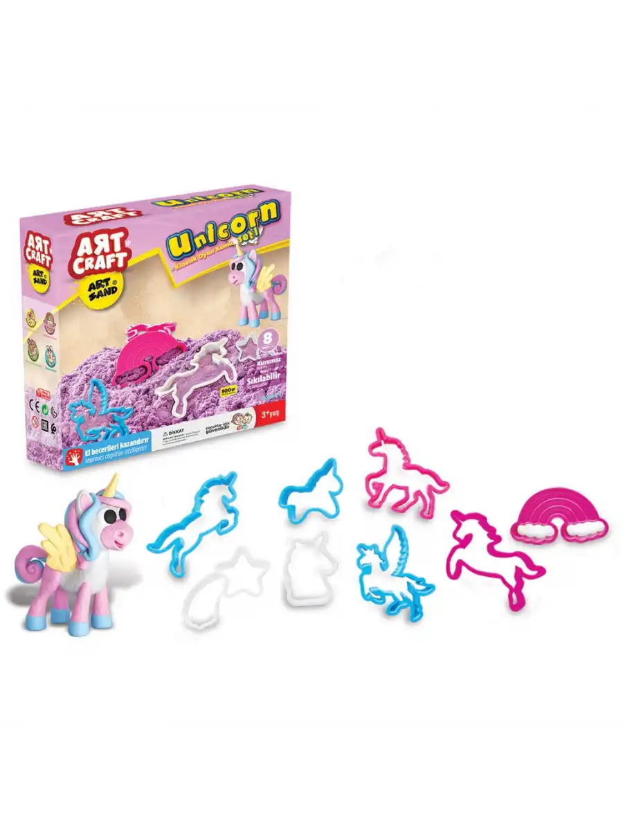 Art Sand Unicorn Seti 500 Gr. - Oyun Kumu Seti - Kinetik Kum Seti - Natural Kum - Doğal Kum