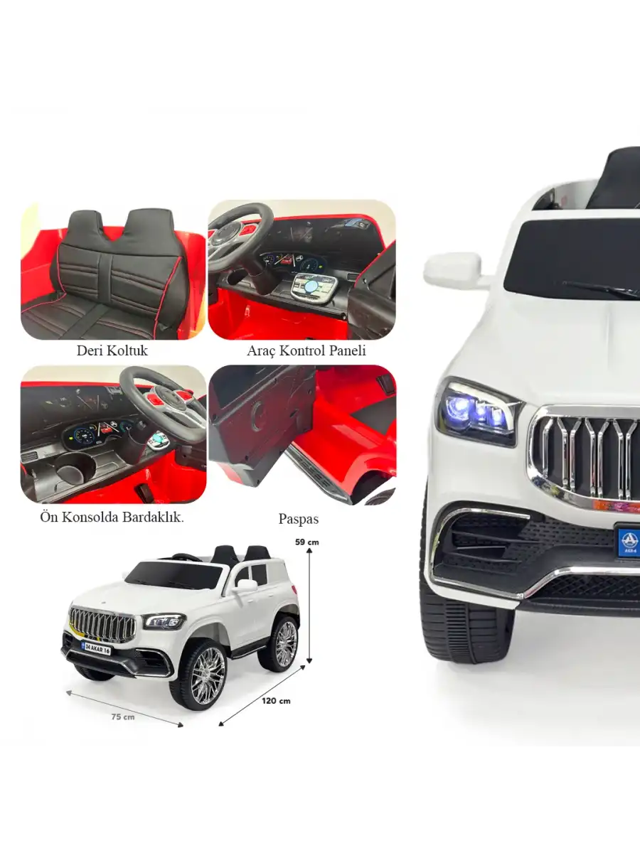 Ata GT Beyaz Uzaktan Kumandalı 4X2 12 Volt Akülü Araba - RC Togg Akülü Araba Tog Akülü Araç