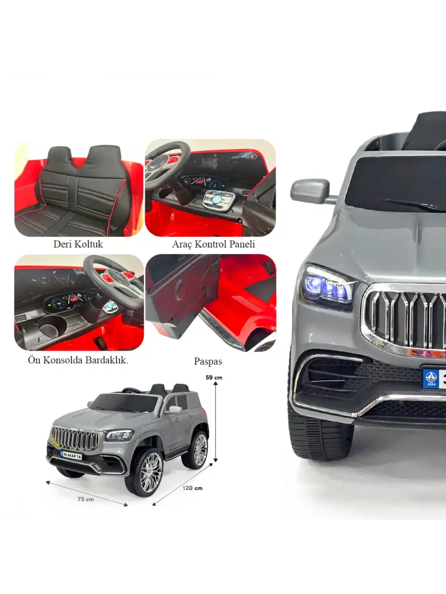 Ata GT Gri Uzaktan Kumandalı 4X2 12 Volt Akülü Araba - RC Togg Akülü Araba Tog Akülü Araç