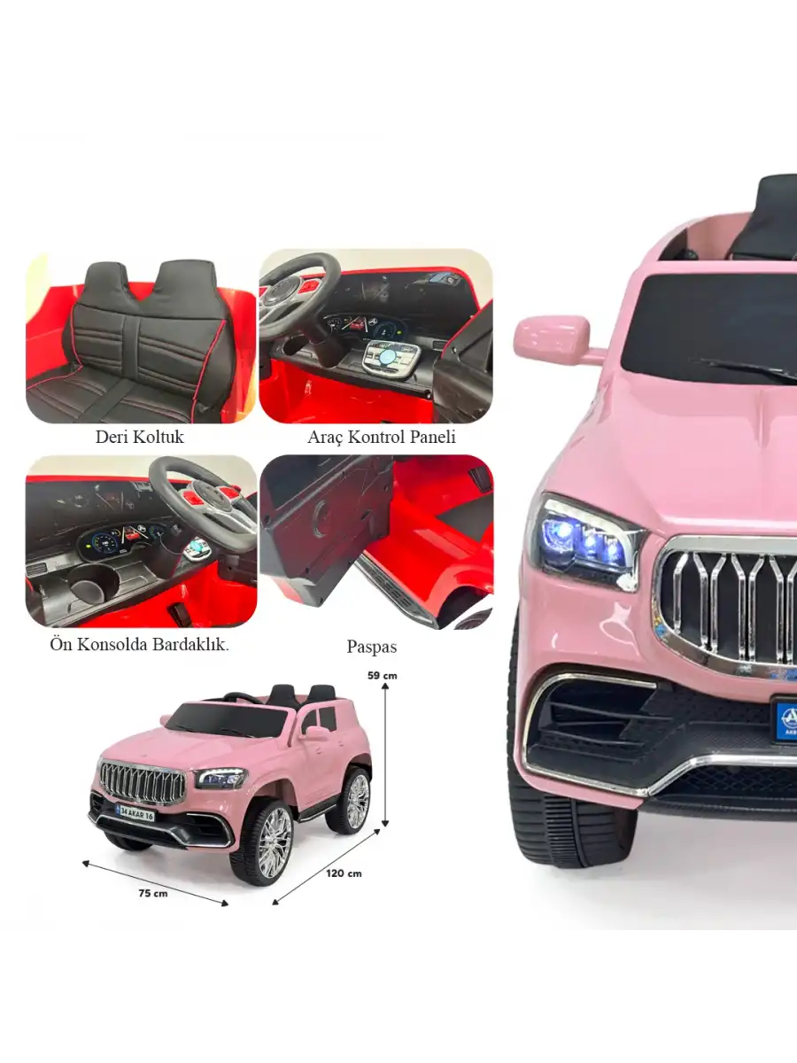 Ata GT Pembe Uzaktan Kumandalı 4X2 12 Volt Akülü Araba - RC Togg Akülü Araba Tog Akülü Araç