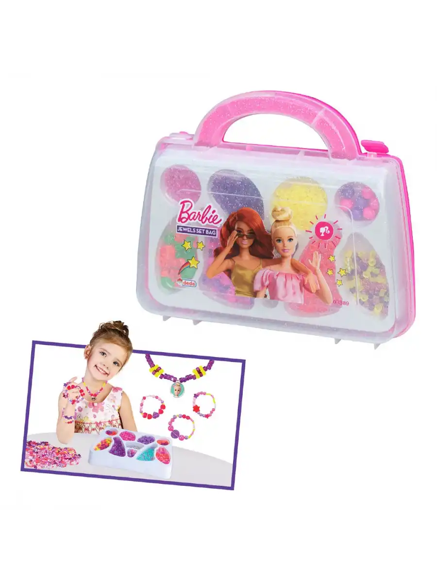 Barbie Çantalı Takı Seti - Dede Takı Seti - Boncuk Kolye Seti - Barbie Oyuncakları