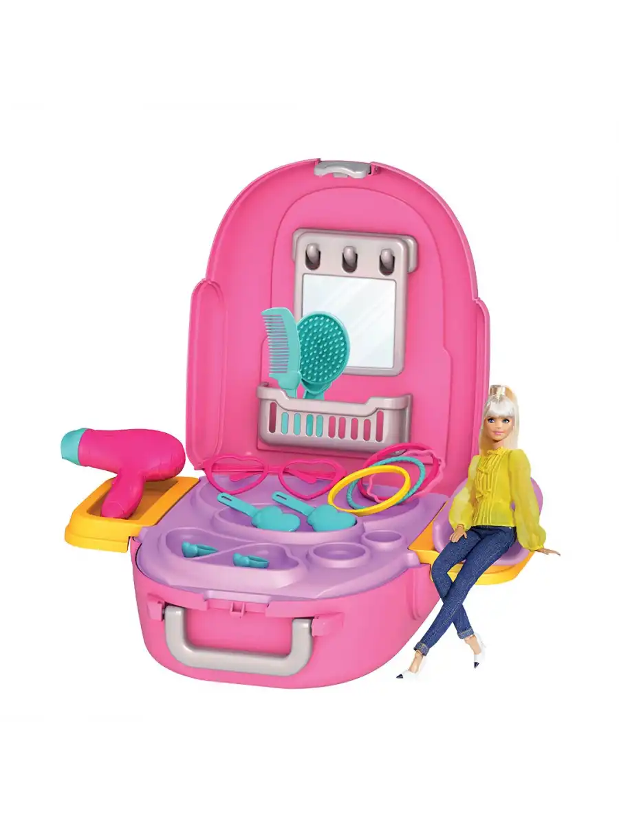 Barbie Güzellik Seti Sırt Çantası - Güzellik Setleri - Kuaför Oyuncak Seti - Makyaj Seti