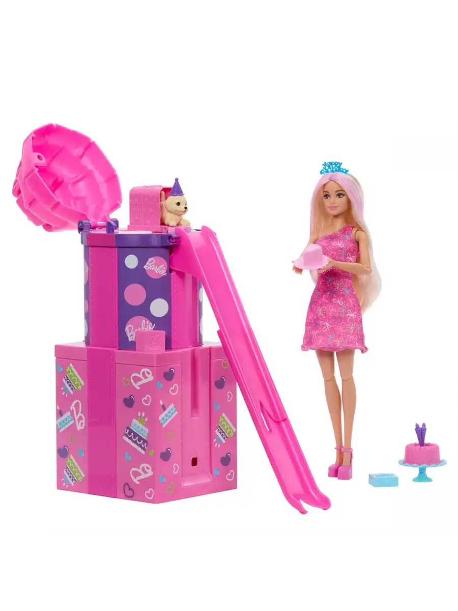 Barbie Party Unboxed Parti Sürprizi Doğumgünü Süprizi JKF66 - Barbie Oyuncak Barbie Bebek