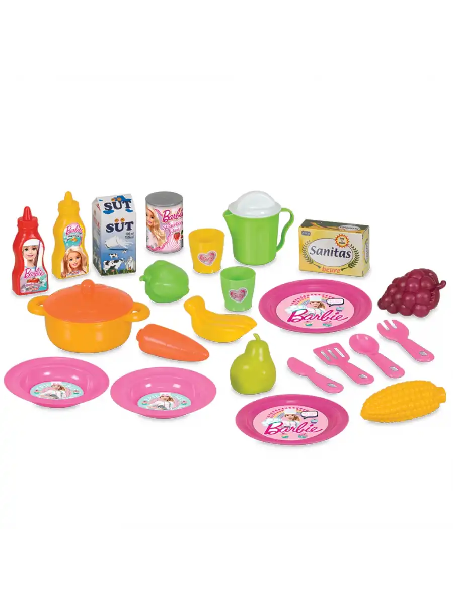 Barbie Pazar Arabası - Mutfak Setleri - Ev Oyuncak Setleri - Meyve Sebze Oyuncak