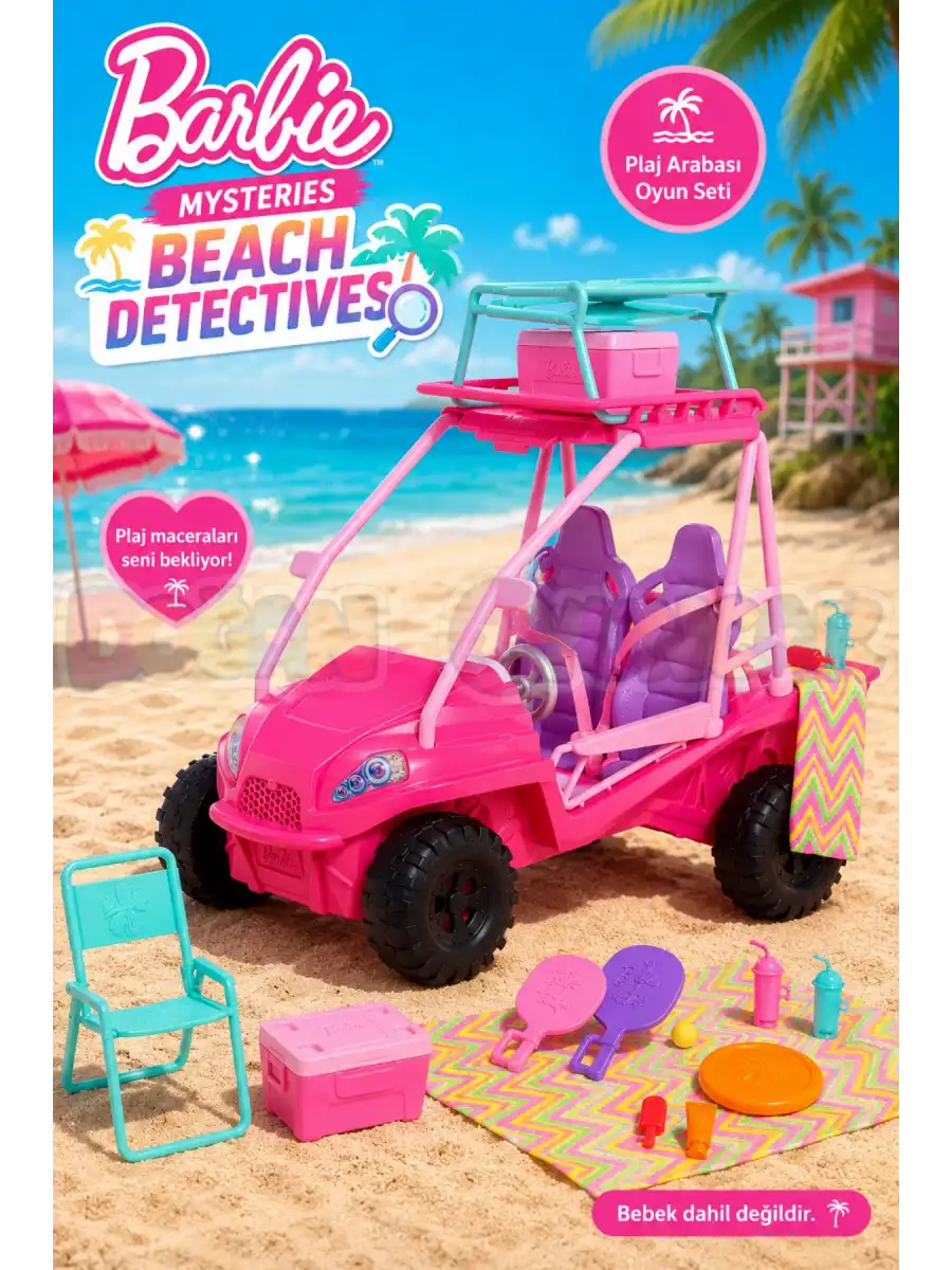 Barbie Plaj Arabası Oyun Seti - Barbie Mysteries: Beach Detectives JFV68 - Barbie Bebek