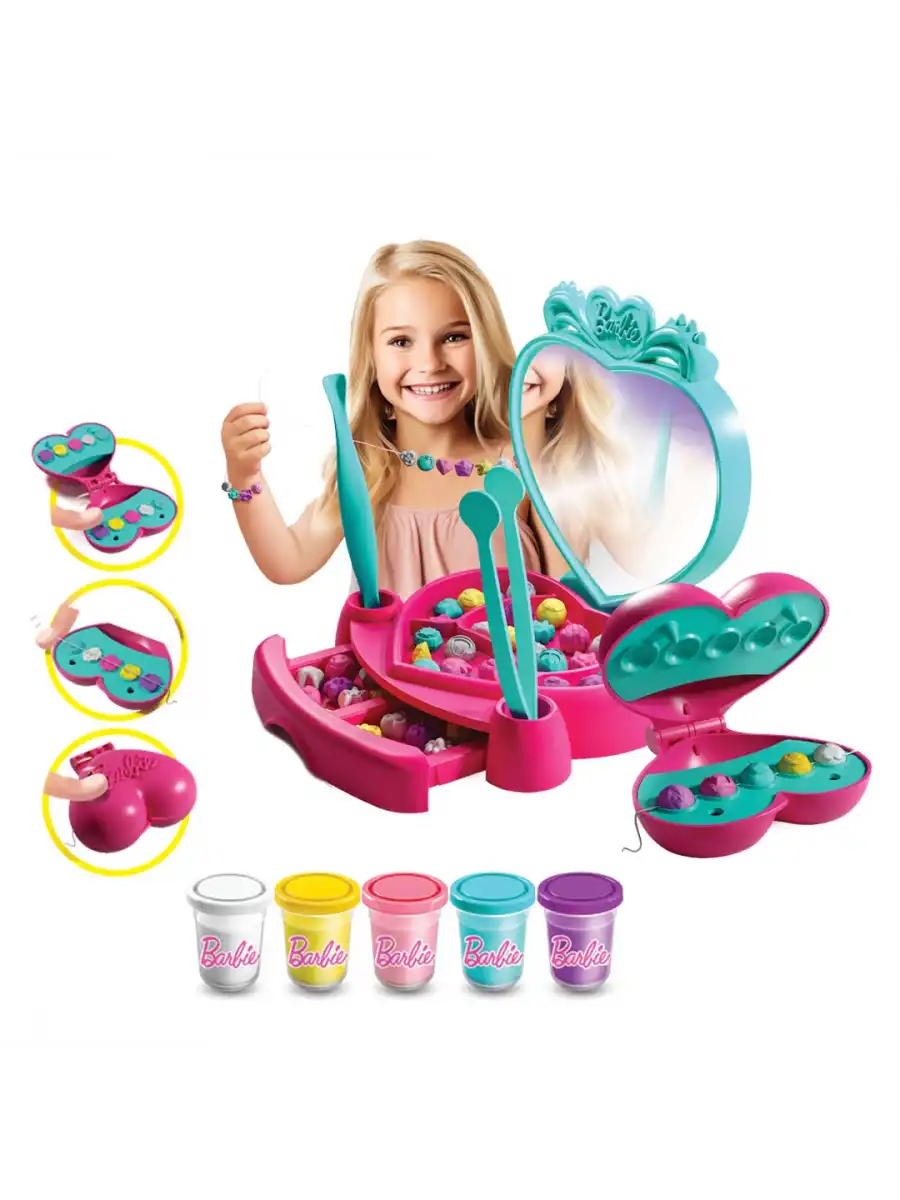 Barbie Takı Tasarla Hamur Seti 280 Gr. - Oyun Hamuru Seti - Hamur Setleri - Hamur Kalıpları - Barbie Hamur Seti