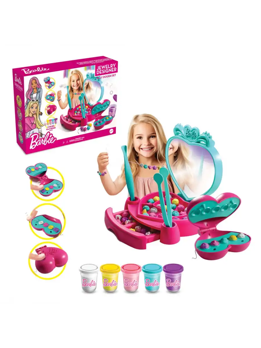 Barbie Takı Tasarla Hamur Seti 280 Gr. - Oyun Hamuru Seti - Hamur Setleri - Hamur Kalıpları - Barbie Hamur Seti