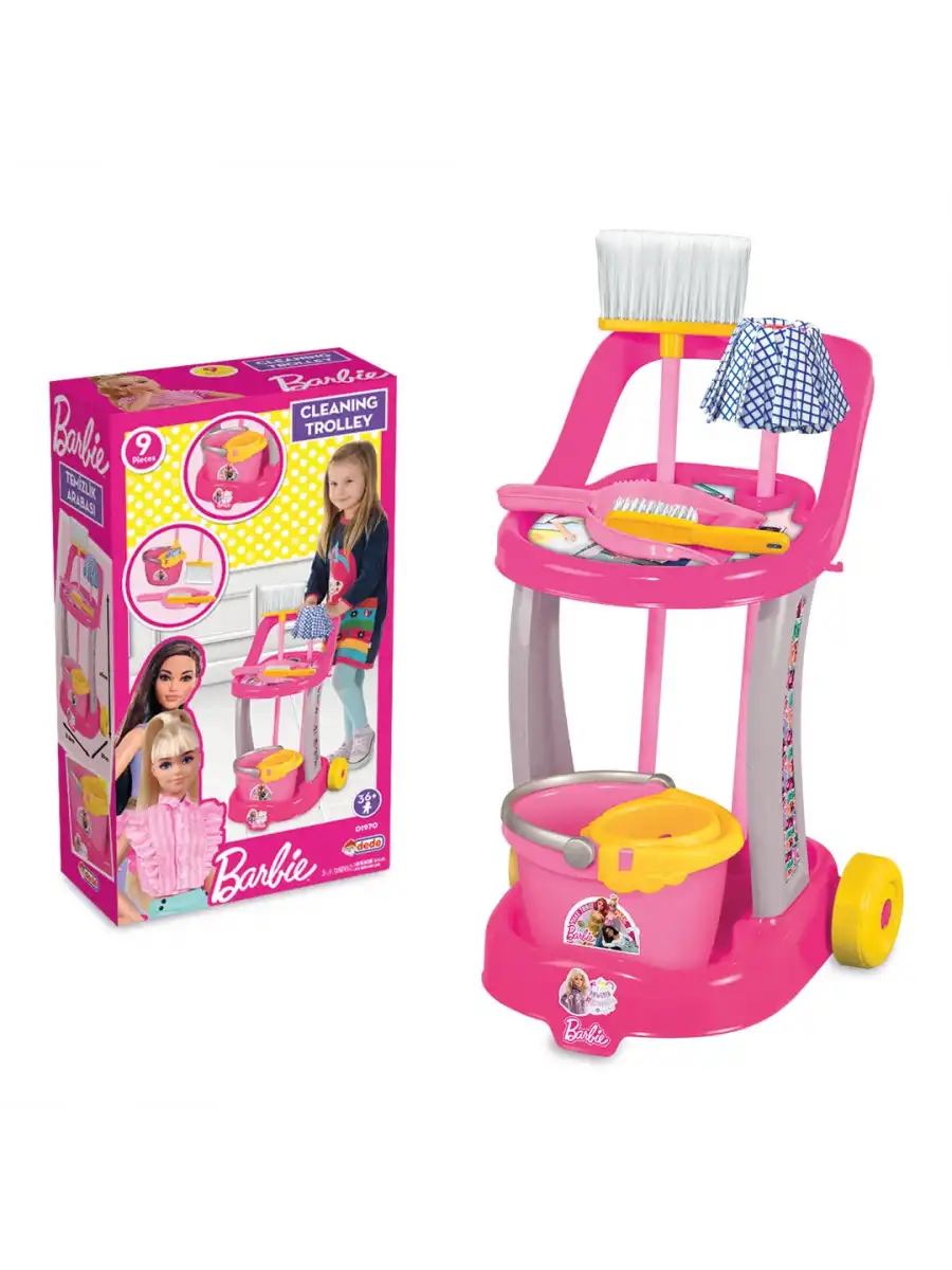 Barbie Temizlik Arabası - Ev Eşyaları Seti - Ev Oyuncakları Seti - Vileda Seti