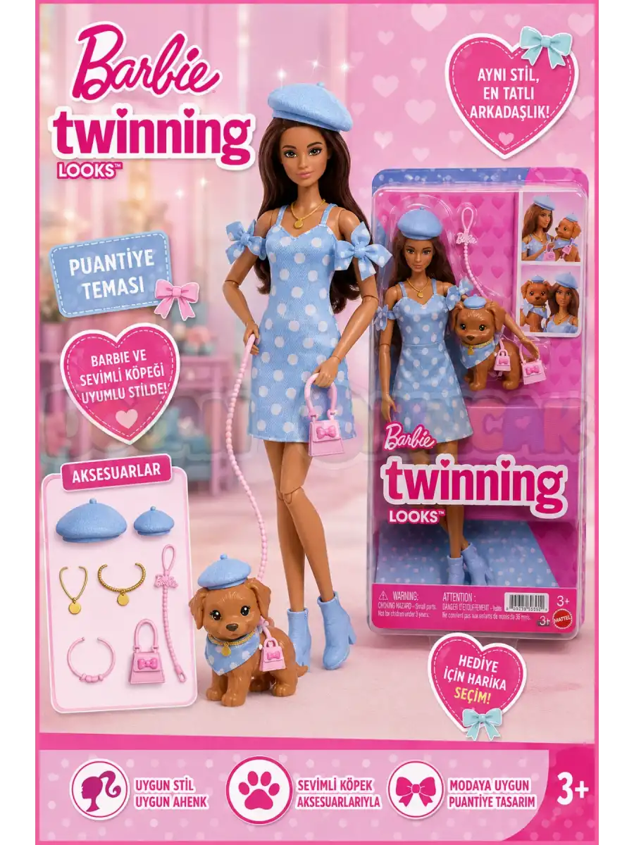 Barbie Twinning Looks - Puantiye Teması JFP38 - Barbie Oyuncak Barbie Bebek