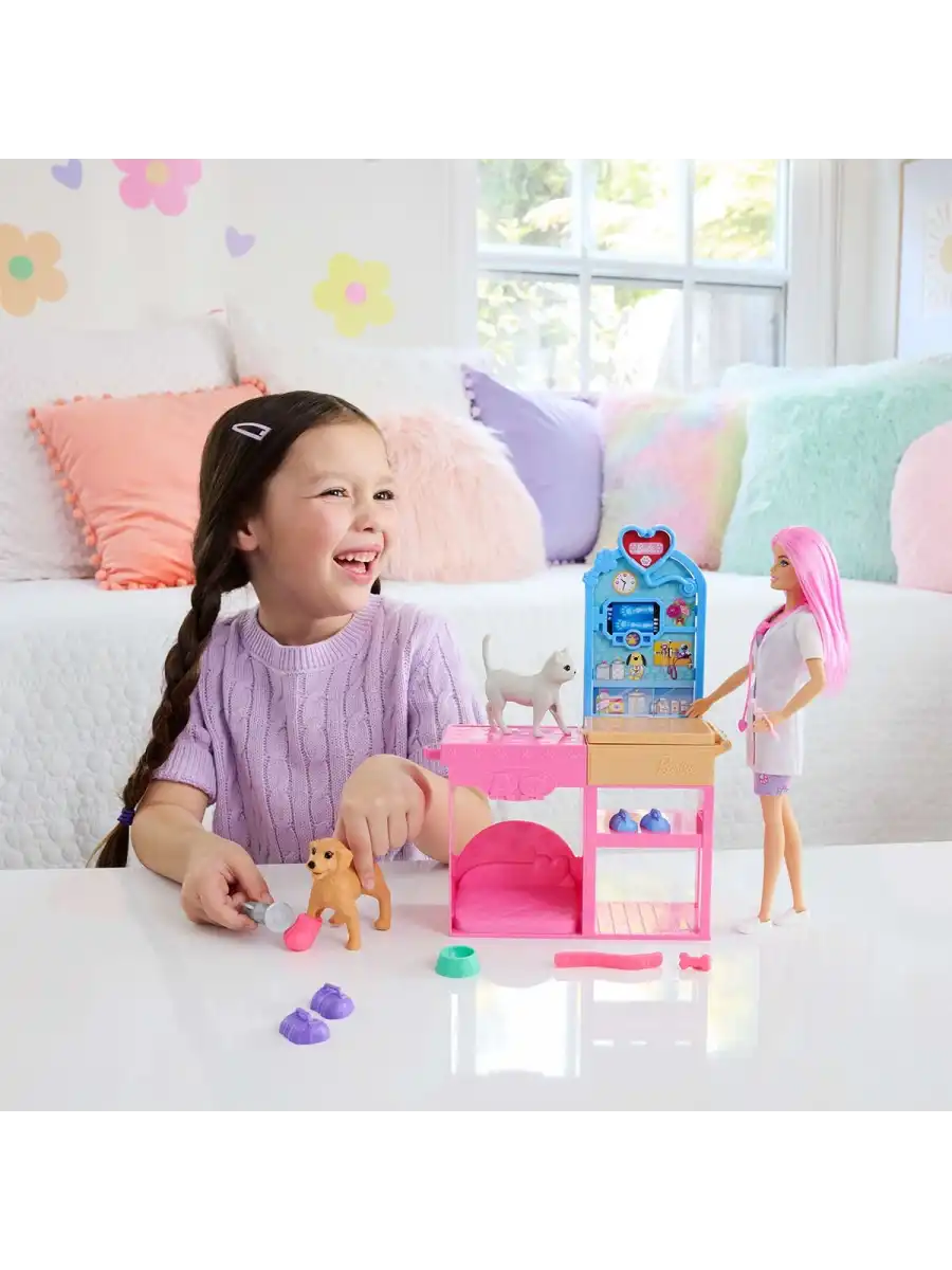 Barbie ve Veteriner Kliniği ve Aksesuarları JFX93 - Barbie Bebek Hayvan Bakım Ünitesi