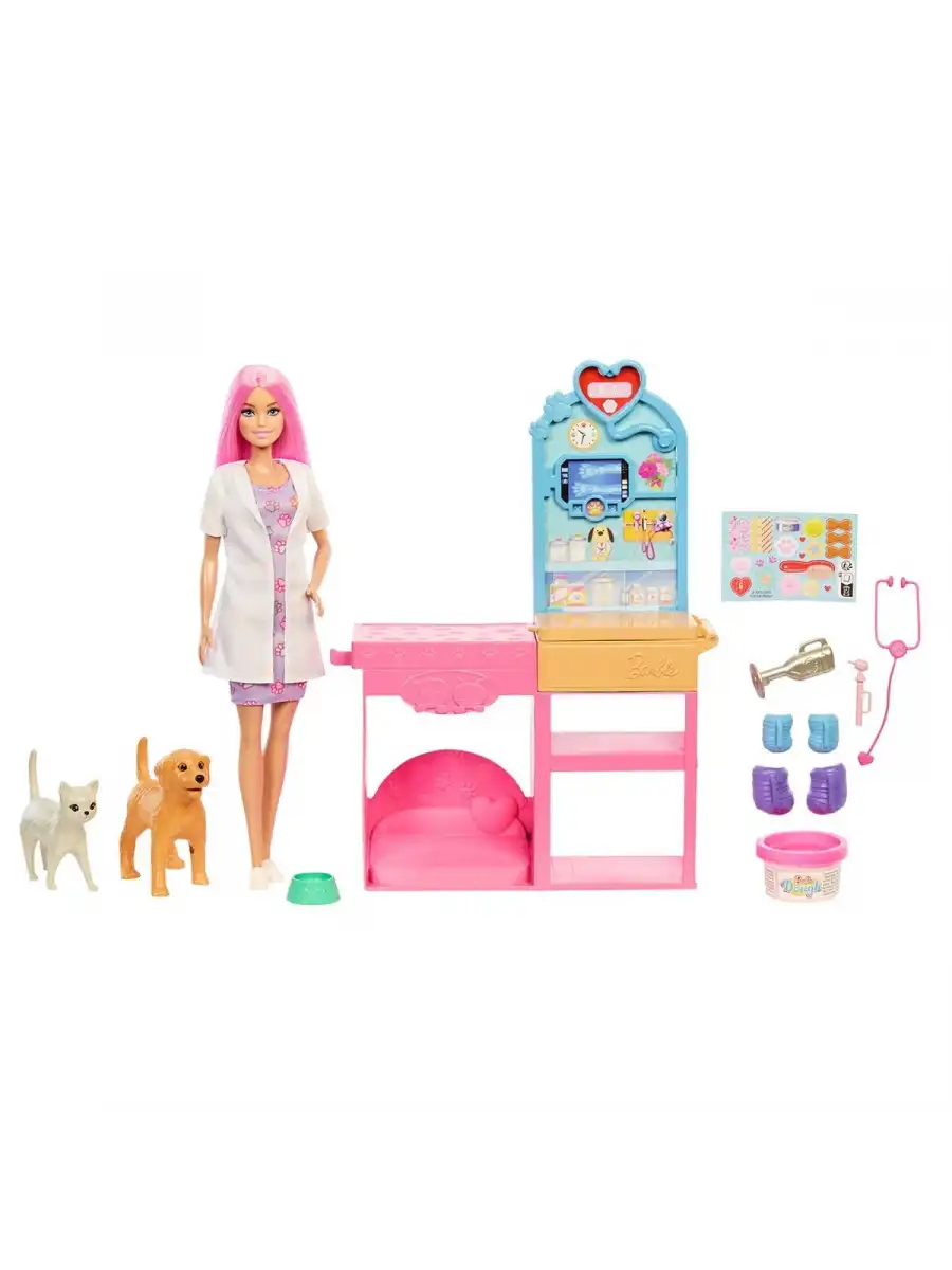 Barbie ve Veteriner Kliniği ve Aksesuarları JFX93 - Barbie Bebek Hayvan Bakım Ünitesi