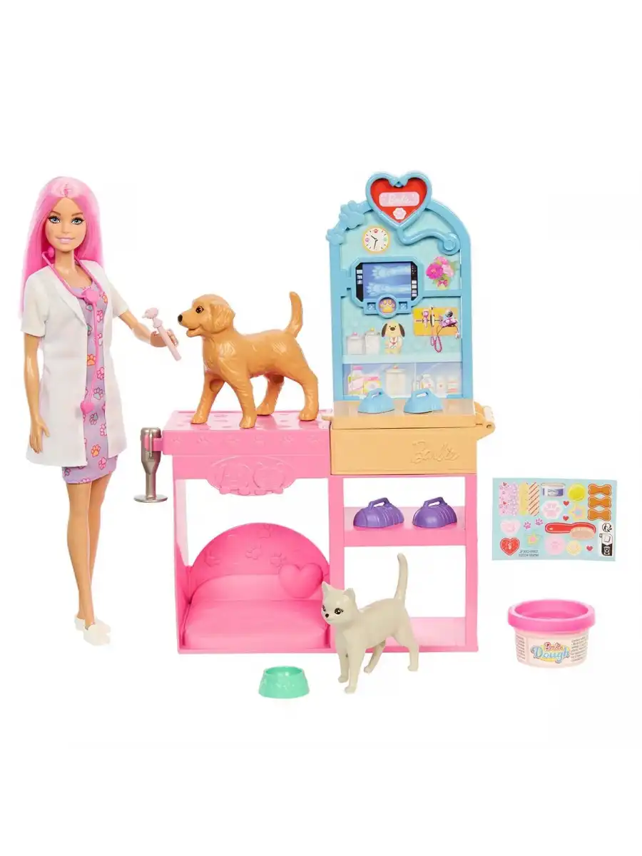 Barbie ve Veteriner Kliniği ve Aksesuarları JFX93 - Barbie Bebek Hayvan Bakım Ünitesi