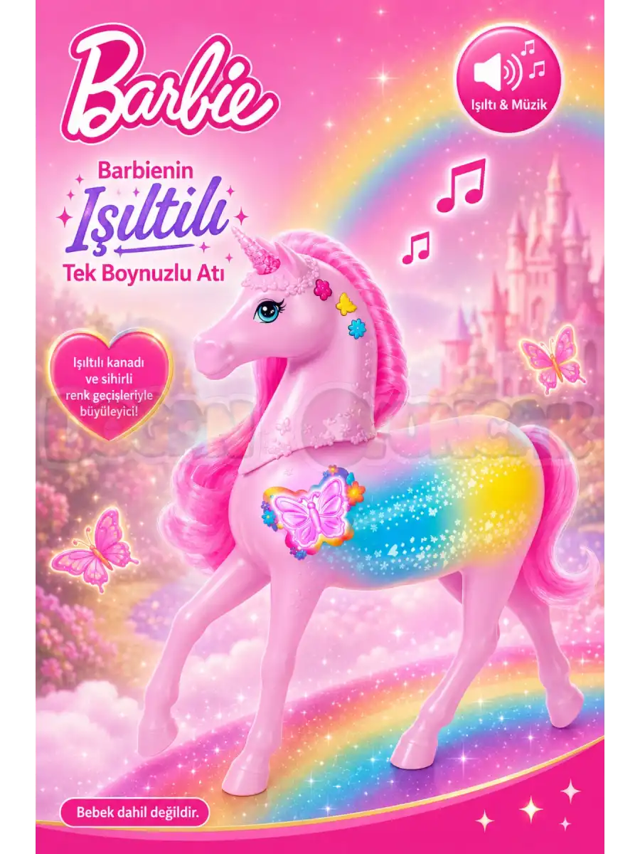 Barbienin Işıltılı Tek Boynuzlu Atı JCP78 - Barbie Bebek Barbie At Barbie Unicorn