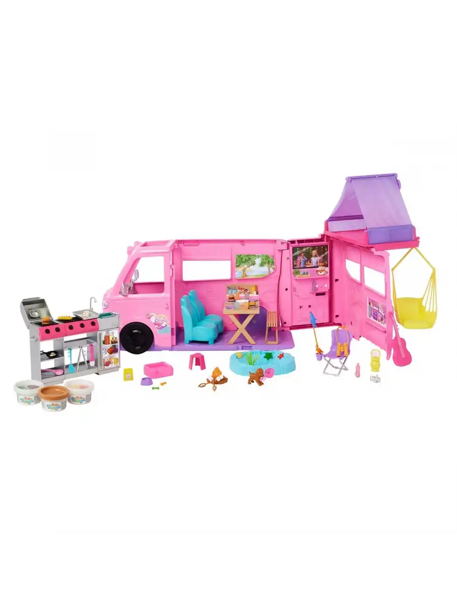 Barbienin Yeni Rüya Karavanı HRJ78 - Barbie Bebek Barbie Karavanı Baribe Tatil Seti