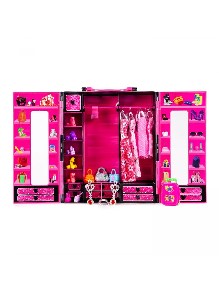 Beauty Aksesuarlı Gardırop - Barbie Dolap - Barbie Giysi Dolabı - Barbie Gardırop - Gardrop