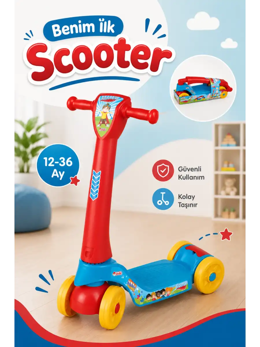 Benim Ilk Scooter - Plastik Scooter - 4 Tekerli Scooter - Bingit - Kaykay