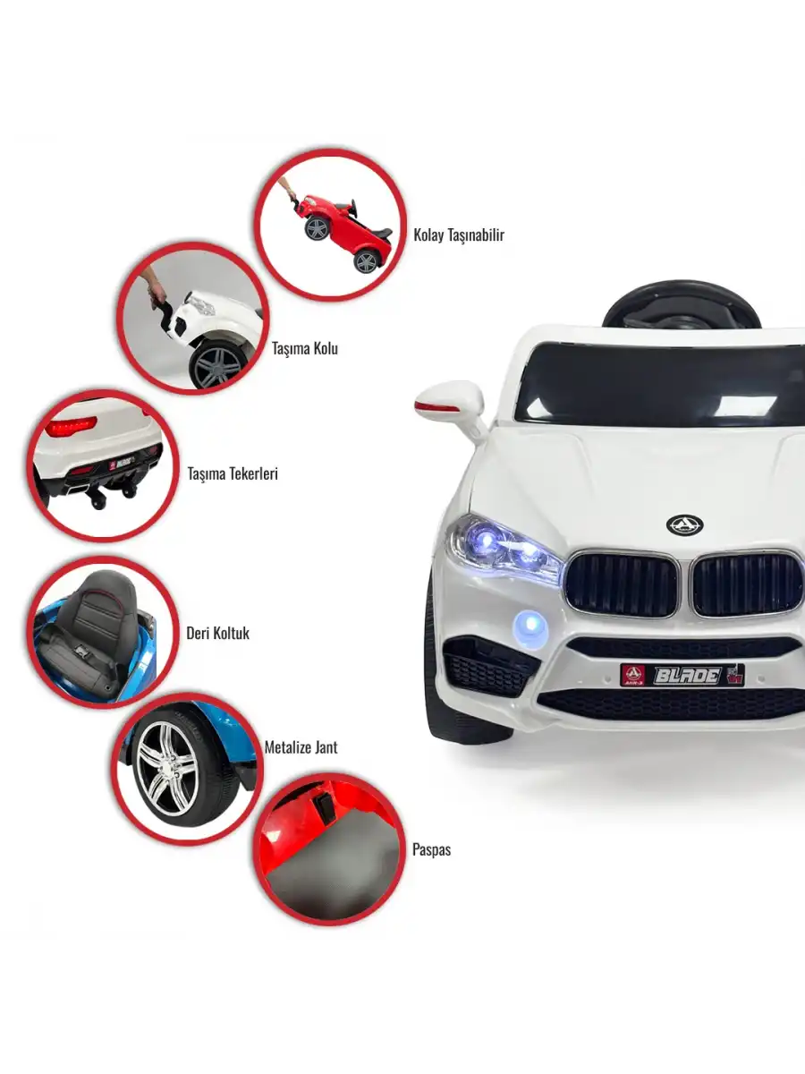 Blade GT Beyaz Uzaktan Kumandalı 4X2 12 Volt Akülü Araba - RC BMW Akülü Araba