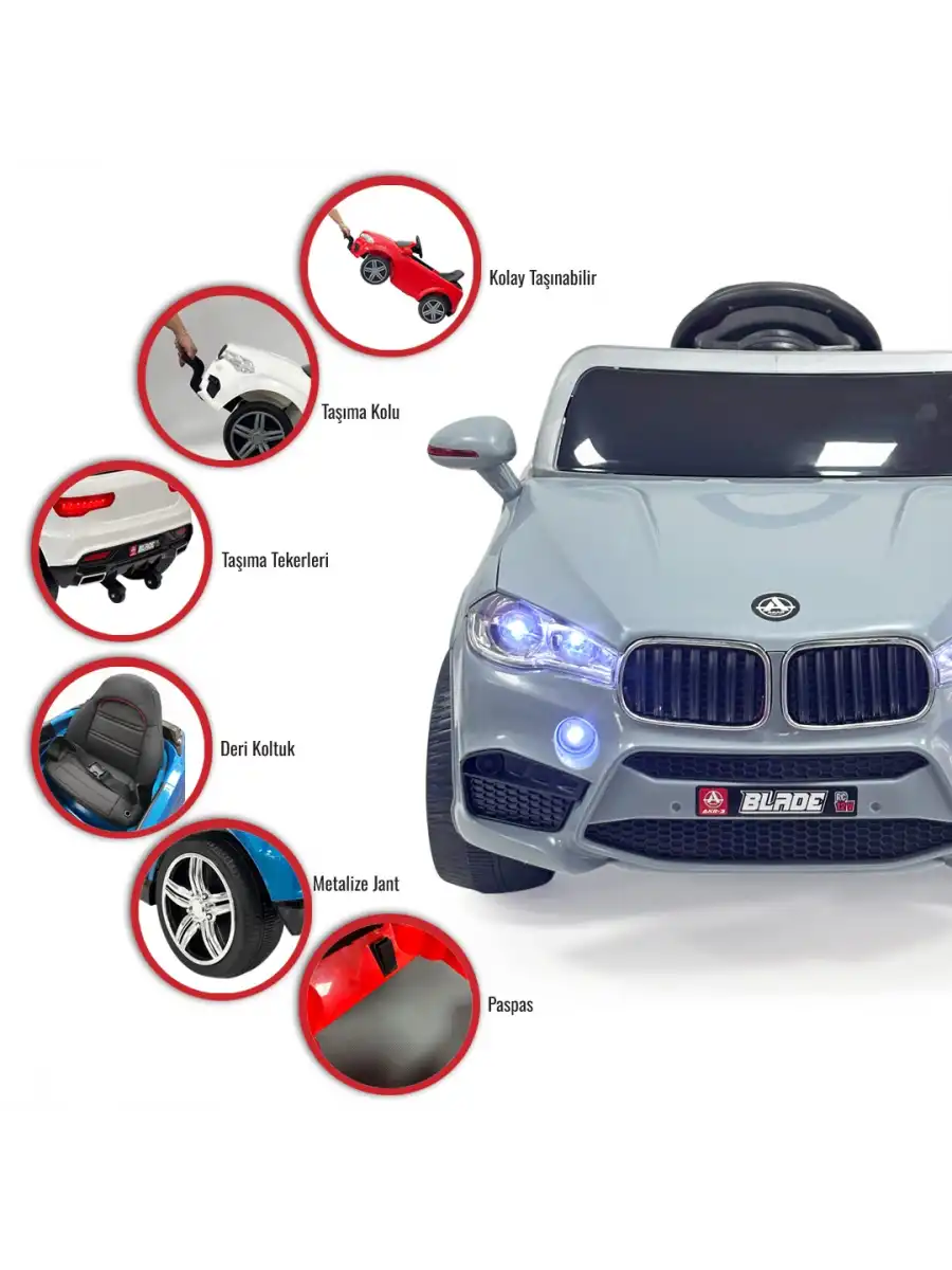 Blade GT Gri Uzaktan Kumandalı 4X2 12 Volt Akülü Araba - RC BMW Akülü Araba