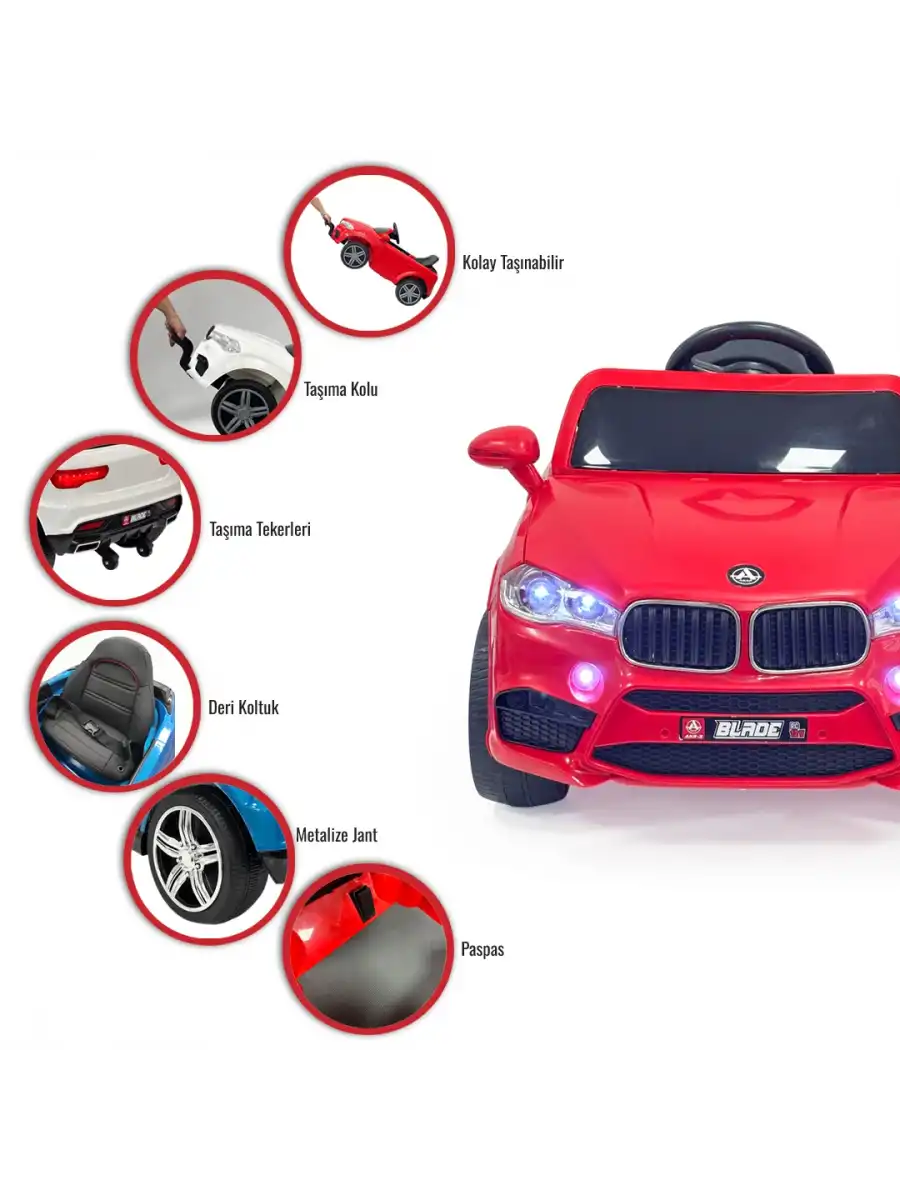 Blade GT Kırmızı Uzaktan Kumandalı 4X2 12 Volt Akülü Araba - RC BMW Akülü Araba