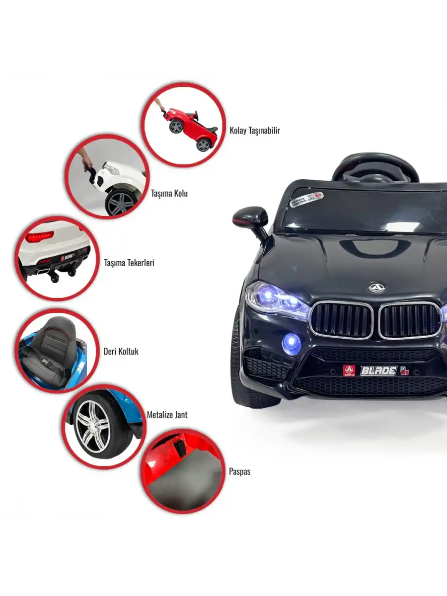 Blade GT Siyah Uzaktan Kumandalı 4X2 12 Volt Akülü Araba - RC BMW Akülü Araba