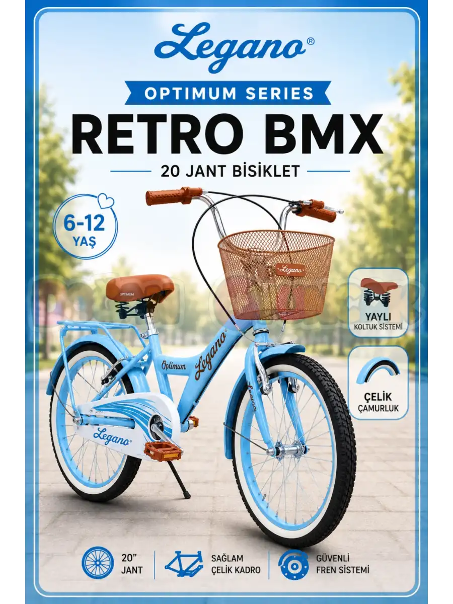 BMX Legano Optimum Series Retro 20 Jant Bisiklet Mavi - BMX 20 Jant Çocuk Bisikleti