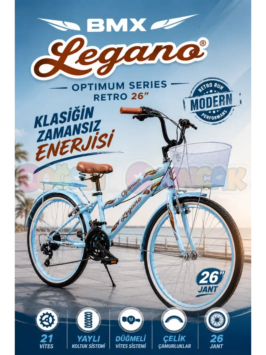 BMX Legano Optimum Series Retro 26 Jant Bisiklet Mavi - 21 Vites 26 Jant Bisiklet