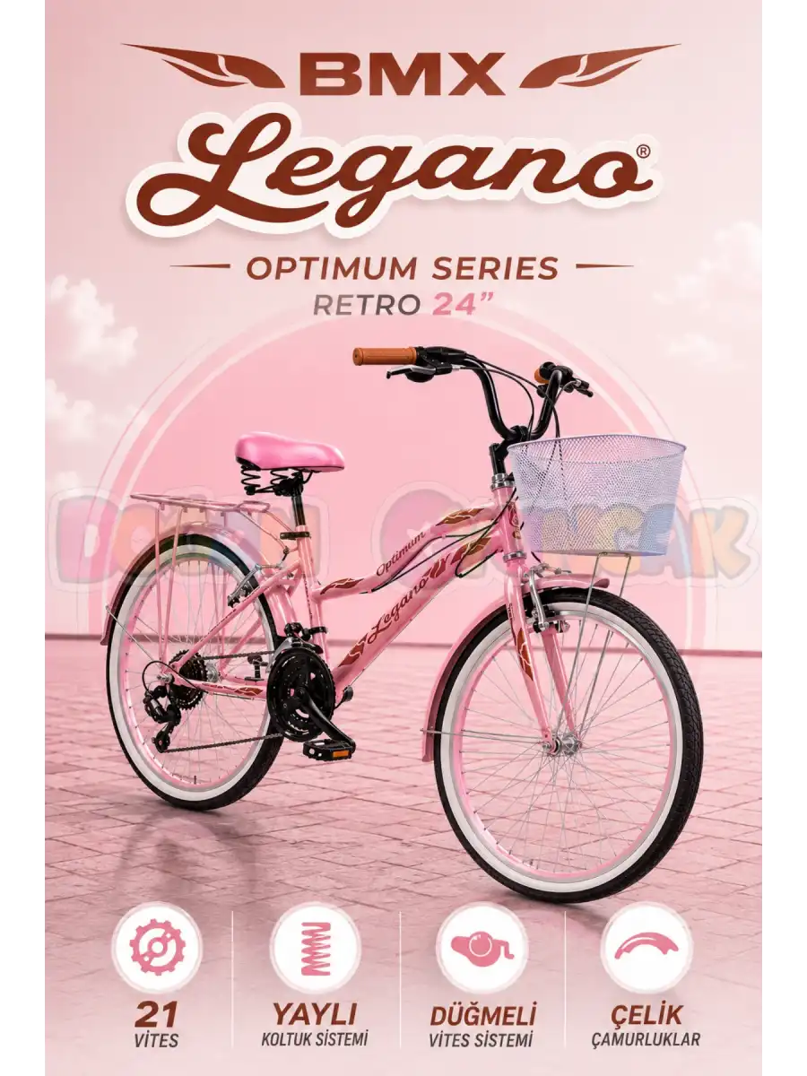 BMX Legano Optimum Series Retro 24 Jant Bisiklet Pembe - 21 Vites 24 Jant Bisiklet