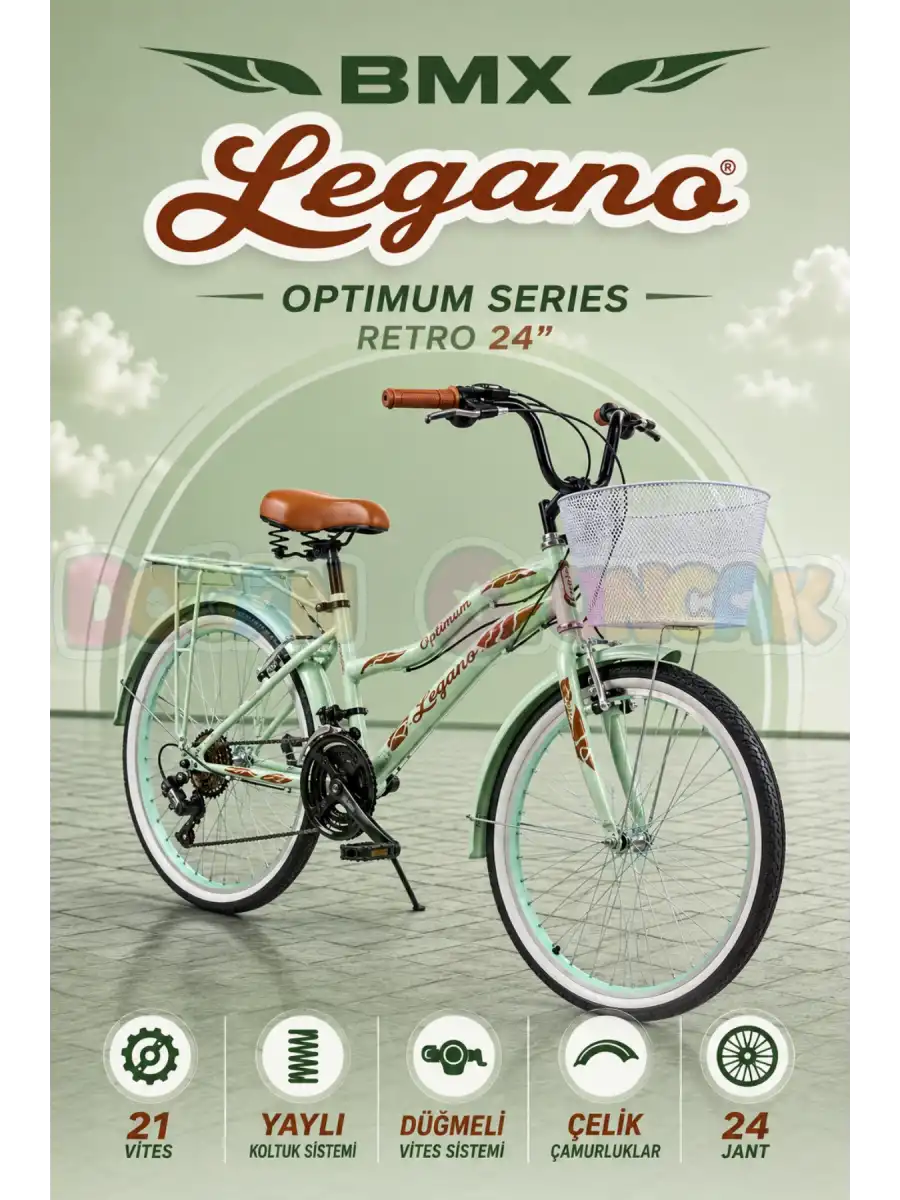 BMX Legano Optimum Series Retro 24 Jant Bisiklet Yeşil - 21 Vites 24 Jant Bisiklet