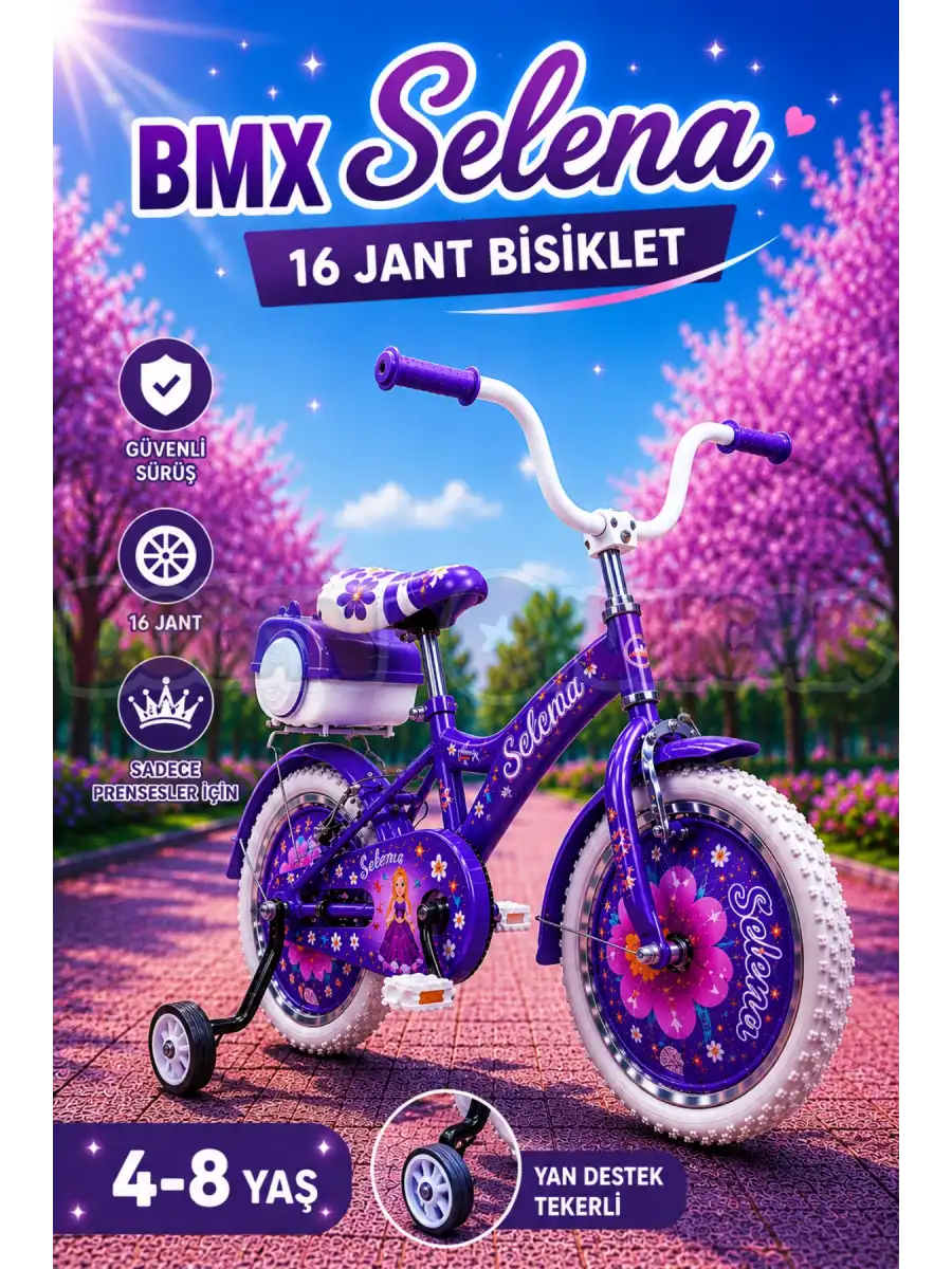 BMX Selena 16 Jant Bisiklet Mor - Legano 16 Jant Bisiklet Selena Mor Prenses Bisiklet