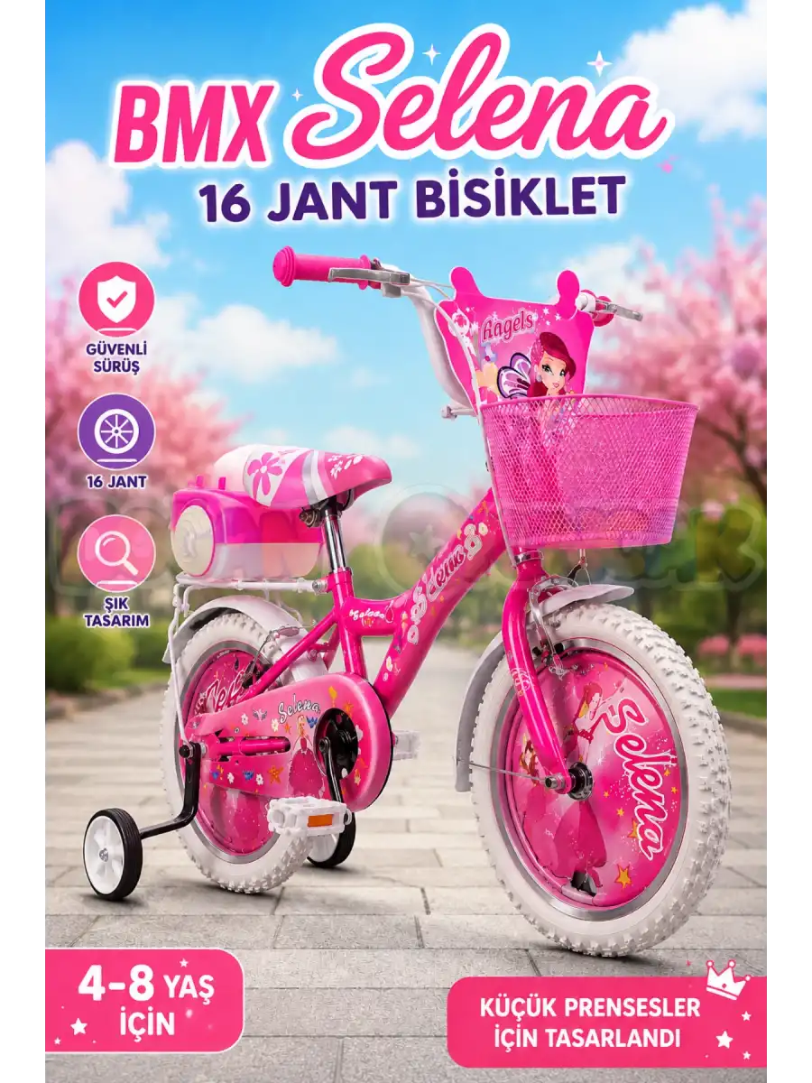 BMX Selena 16 Jant Bisiklet Pembe - Legano 16 Jant Bisiklet Selena Süslü Bisiklet BMX Bisiklet