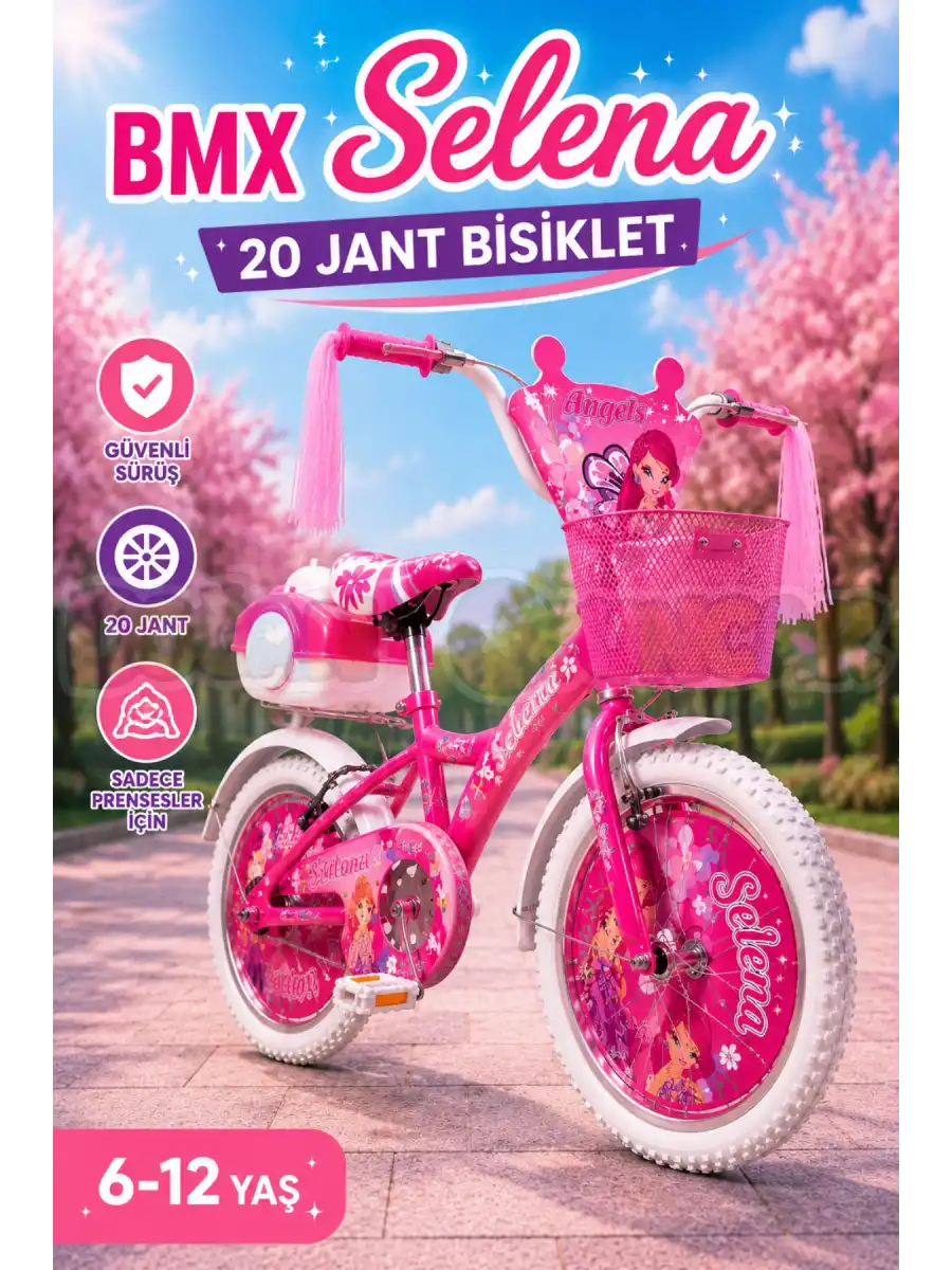 BMX Selena 20 Jant Bisiklet Pembe - Legano 20 Jant Bisiklet Selena Süslü Bisiklet BMX Bisiklet