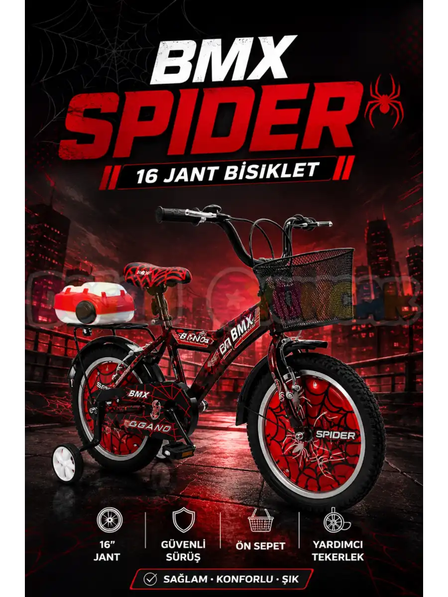 BMX Spider 16 Jant Bisiklet Kırmızı - Legano 16 Jant Bisiklet Spider Lüx Bisiklet BMX Bisiklet