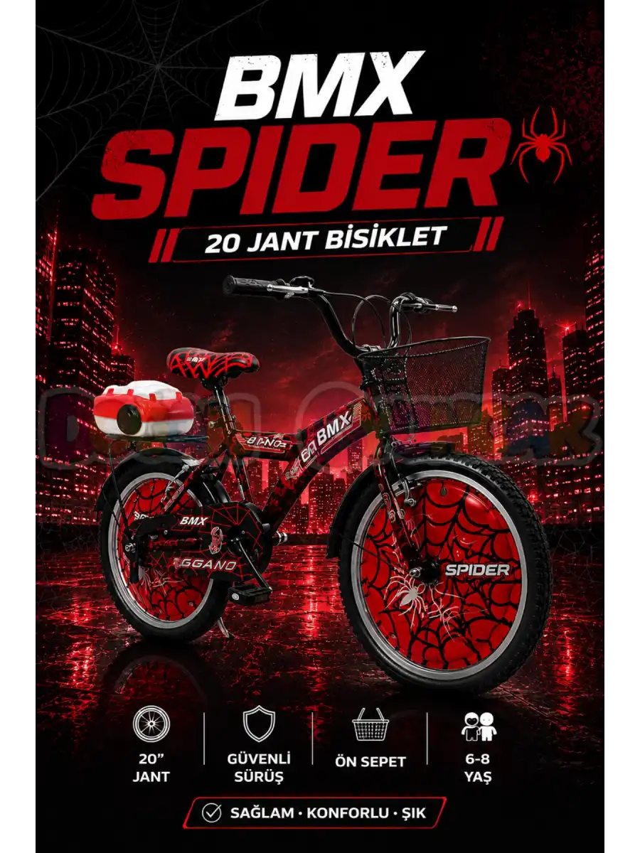 BMX Spider 20 Jant Bisiklet Kırmızı - Legano 20 Jant Bisiklet Spider Lüx Bisiklet BMX Bisiklet