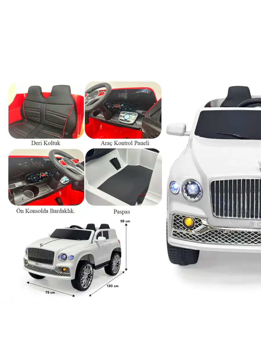 Boss GT Beyaz Uzaktan Kumandalı 4X2 12 Volt Akülü Araba - RC Maybach Akülü Araba