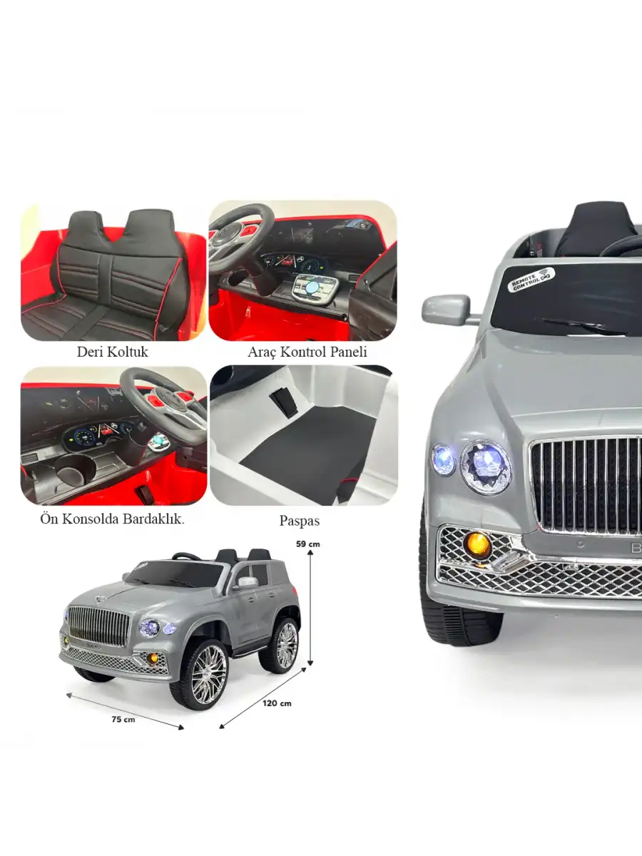 Boss GT Gri Uzaktan Kumandalı 4X2 12 Volt Akülü Araba - RC Maybach Akülü Araba
