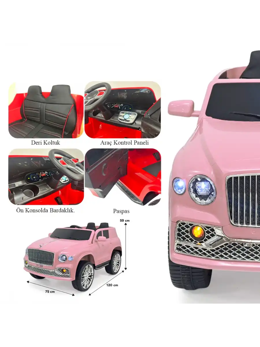 Boss GT Pembe Uzaktan Kumandalı 4X2 12 Volt Akülü Araba - RC Maybach Akülü Araba