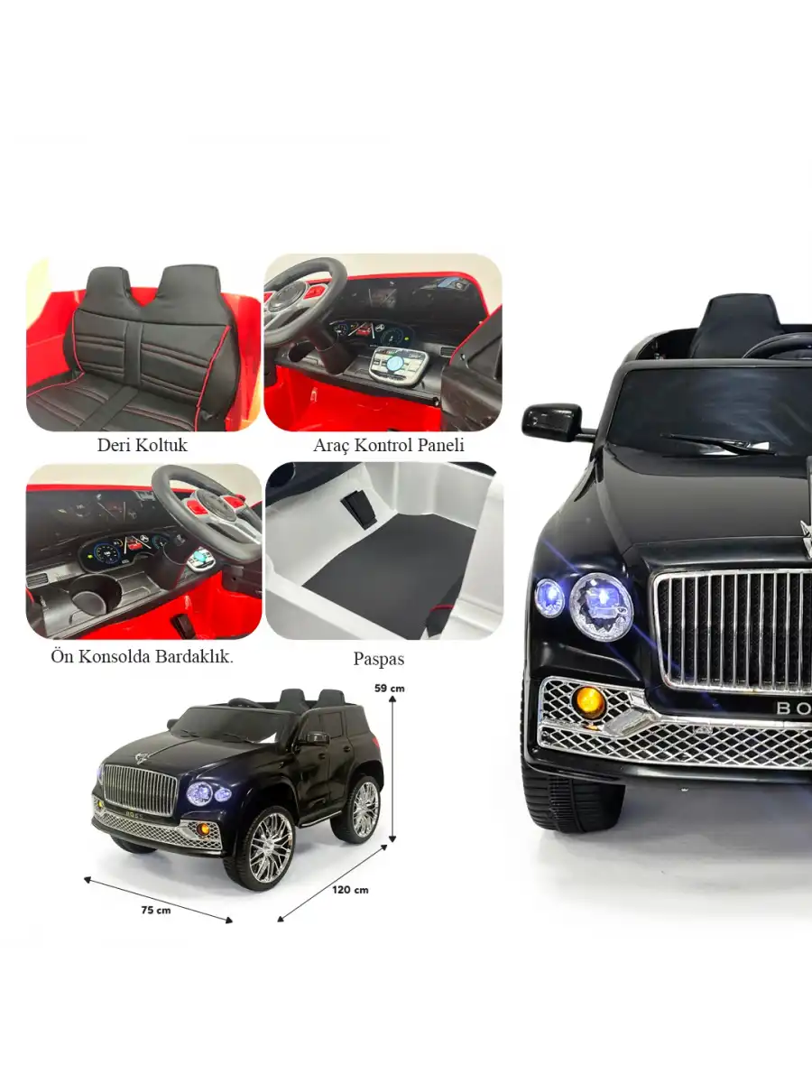 Boss GT Siyah Uzaktan Kumandalı 4X2 12 Volt Akülü Araba - RC Maybach Akülü Araba