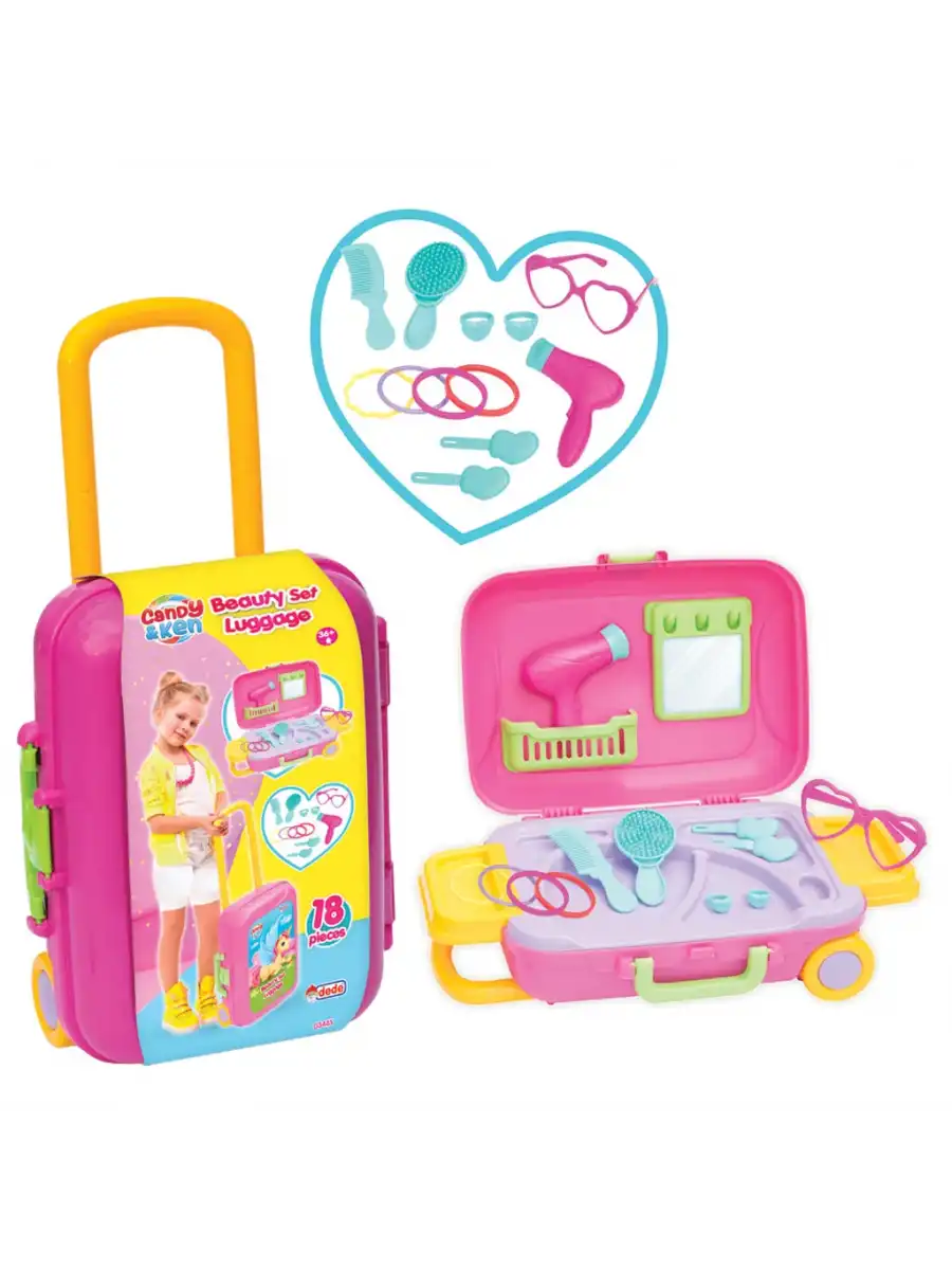 Candy & Ken Güzellik Set Bavulum - Güzellik Setleri - Kuaför Oyuncak Seti - Makyaj Seti