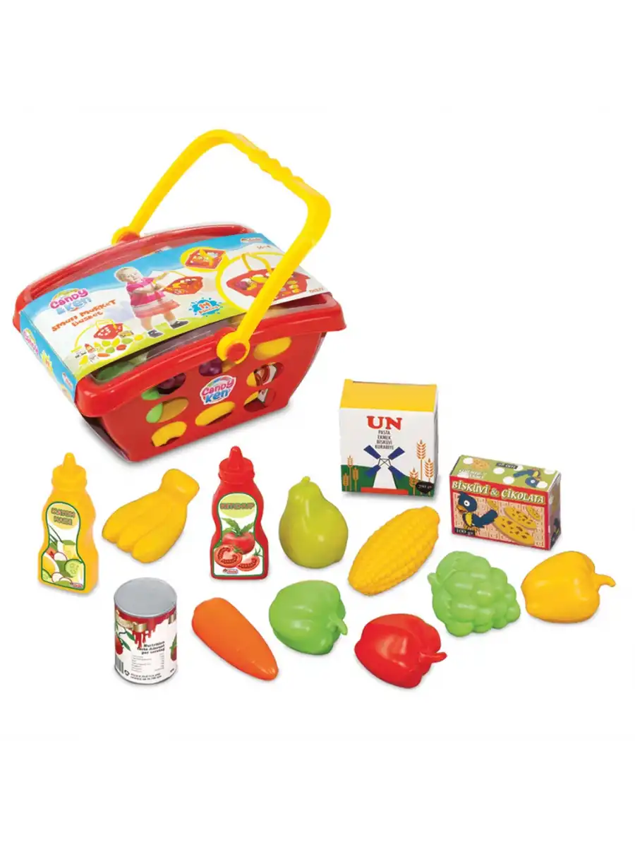 Candy & Ken Küçük Market Sepeti - Mutfak Setleri - Meyve Seti - Sebze Seti