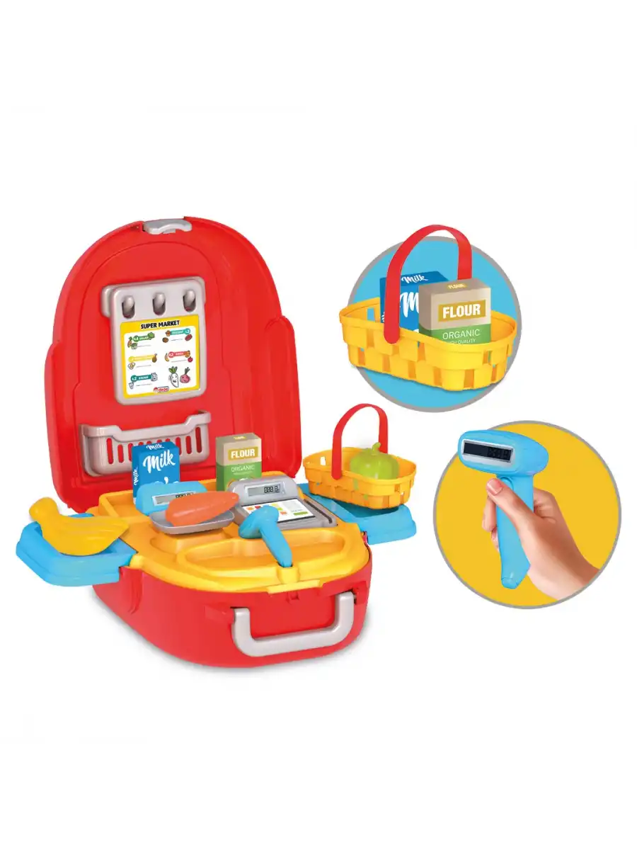 Candy & Ken Market Set Sırt Çantası - Kasiyer Oyuncağı - Market Setleri - Mutfak Oyuncakları