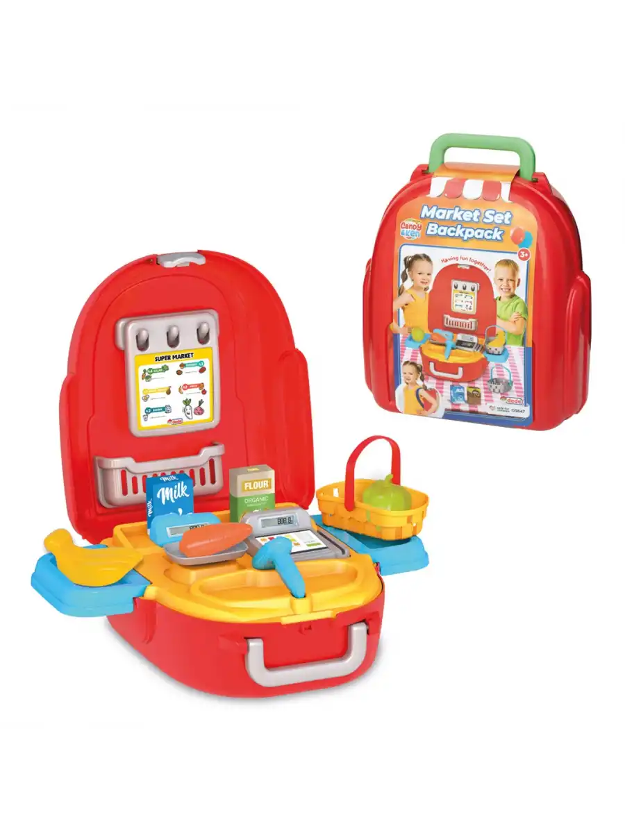 Candy & Ken Market Set Sırt Çantası - Kasiyer Oyuncağı - Market Setleri - Mutfak Oyuncakları