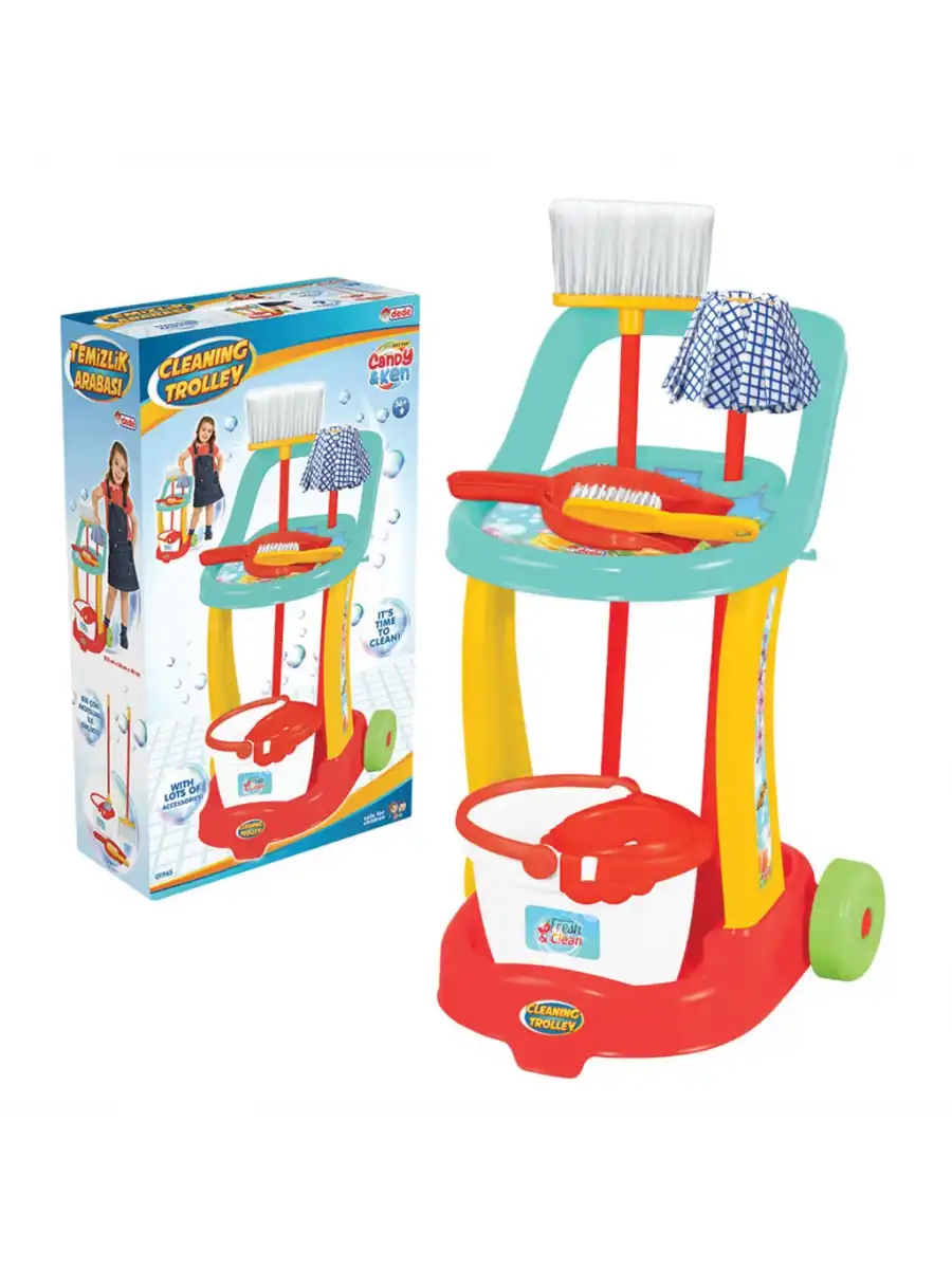 Candy & Ken Temizlik Arabası - Ev Eşyaları Seti - Ev Oyuncakları Seti - Vileda Seti