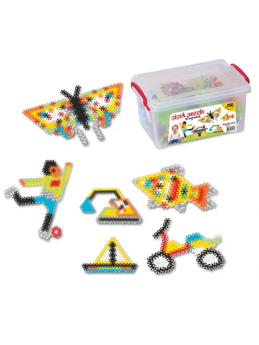 Çiçek Puzzle Lego (250 Parça) - Yıldız Puzzle - Çiçek Bloklar - Çiçek Legolar Oyuncak