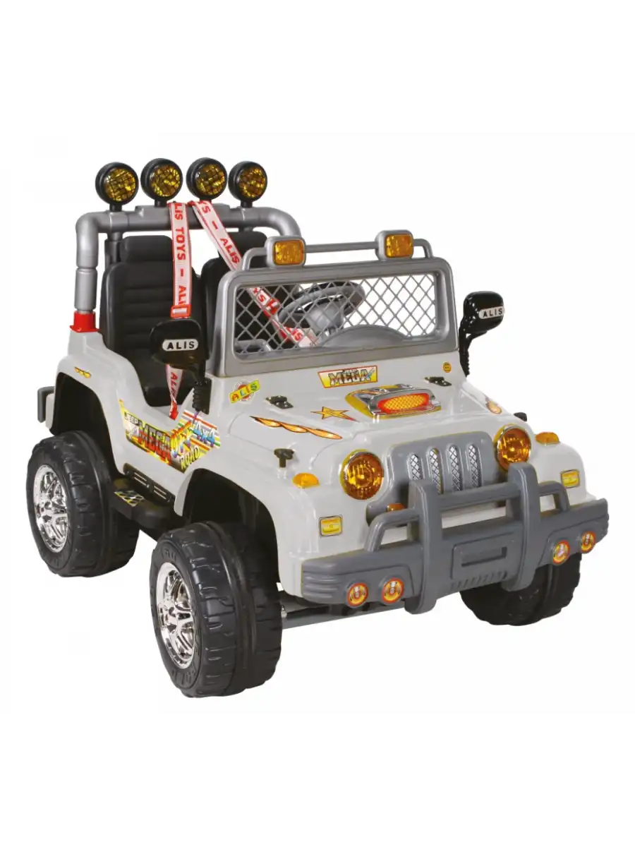 Çift Kişilik Mega Akülü Araba Gri - 12 Volt İki Kişilik Akülü Araba Akülü JEEP - Mega Off Road Turbo Jeep