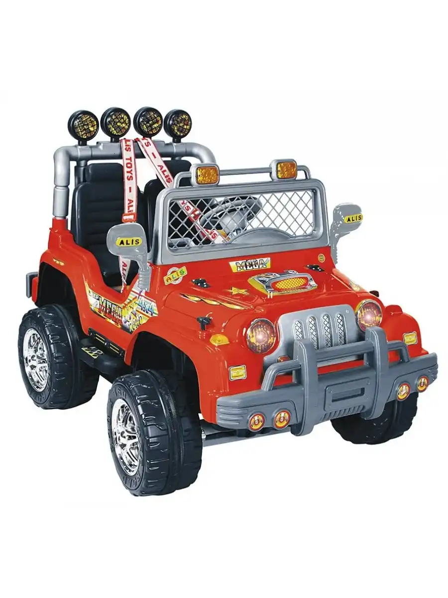 Çift Kişilik Mega Akülü Araba Kırmızı - 12 Volt İki Kişilik Akülü Araba Akülü JEEP - Mega Off Road Turbo Jeep