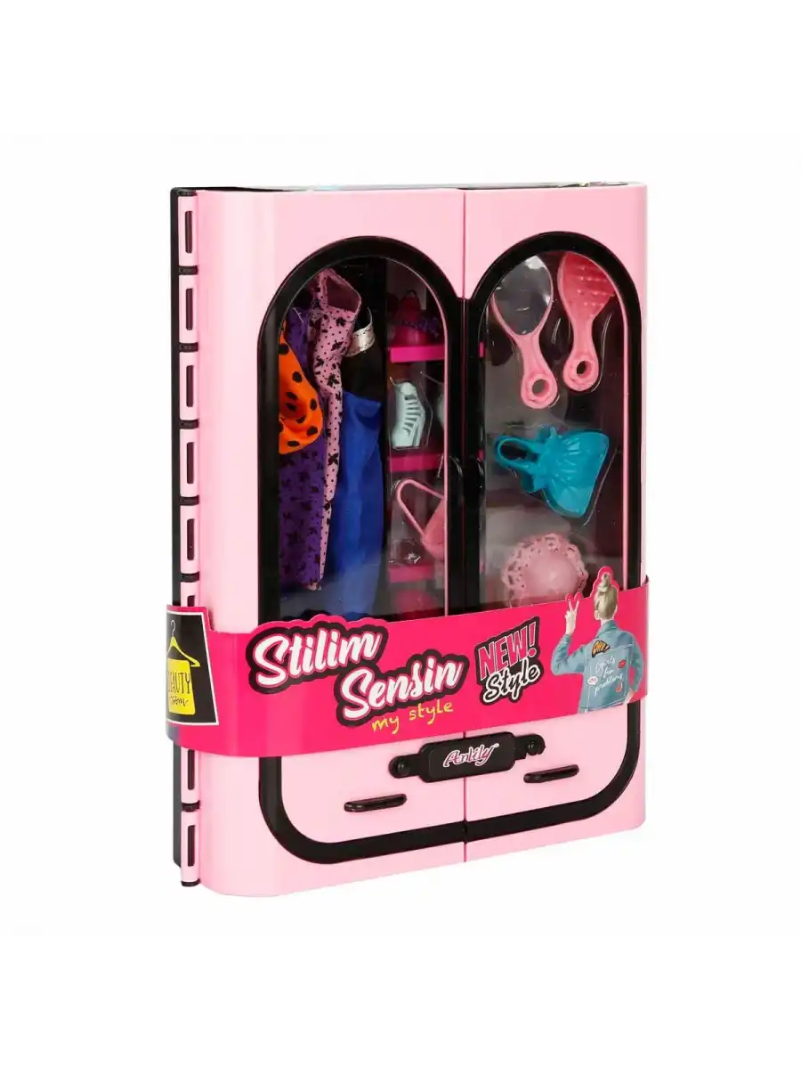 Cindy Doll Aksesuarlı Gardırop Açık Pembe - Barbie Dolap - Barbie Giysi Dolabı - Barbie Gardırop - Gardrop