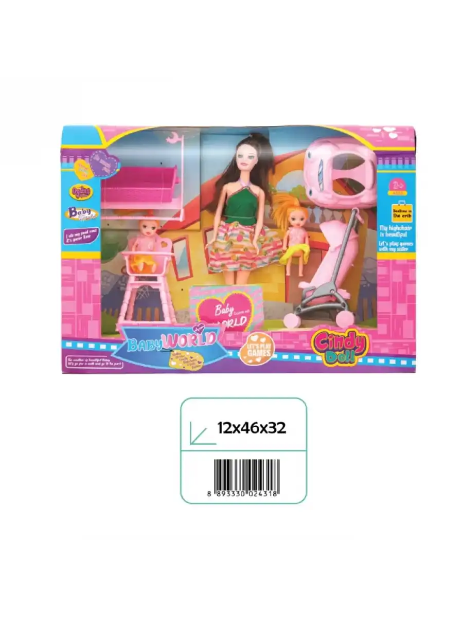 Cindy Doll Bebek Dünyası Seti - Oyuncak Pusetli Bebek - Barbie Pusetli Seti - Aksesuarlı Pusetlı Bebek Oyuncak
