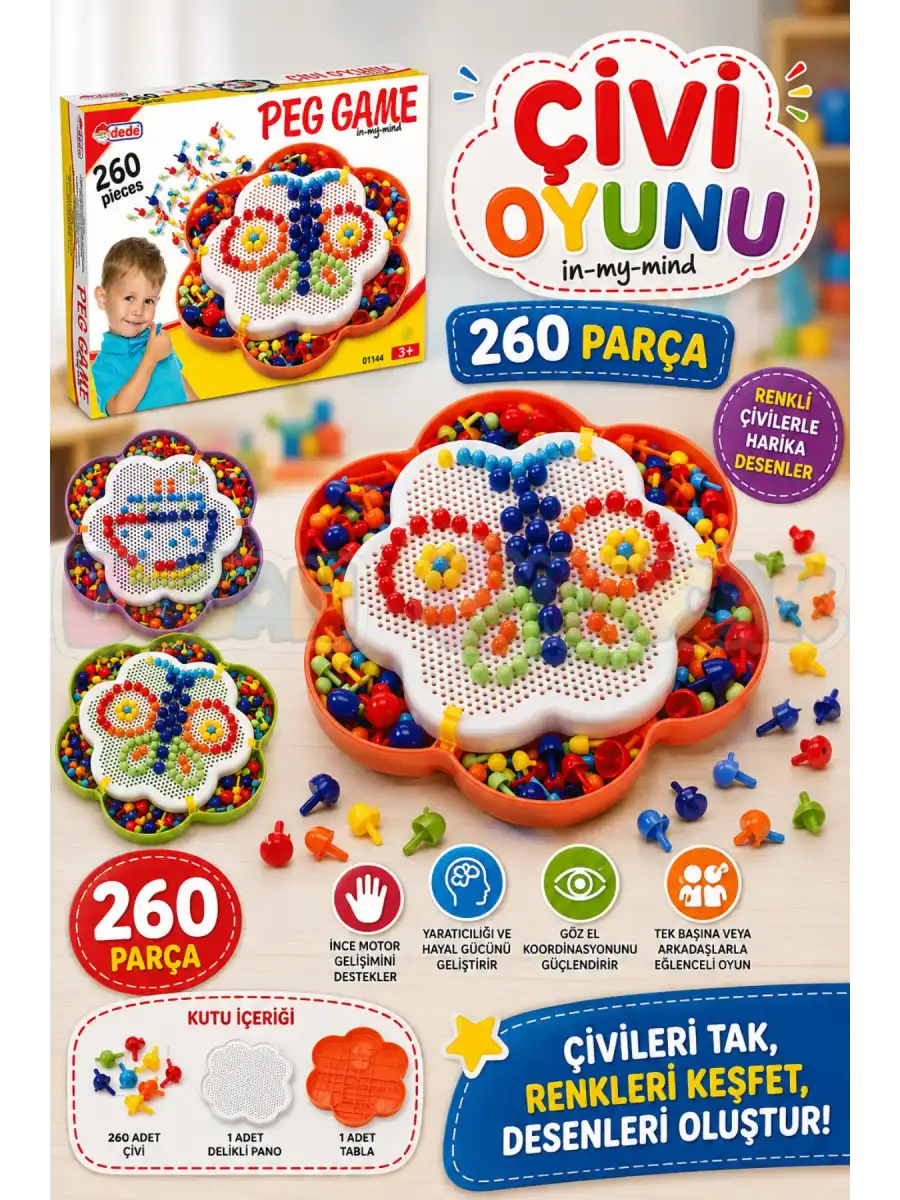 Çivi Oyunu (260 Parça) - Lego Setleri - Çivi Lego - Resim Oyunu - Mozaik Oyunu
