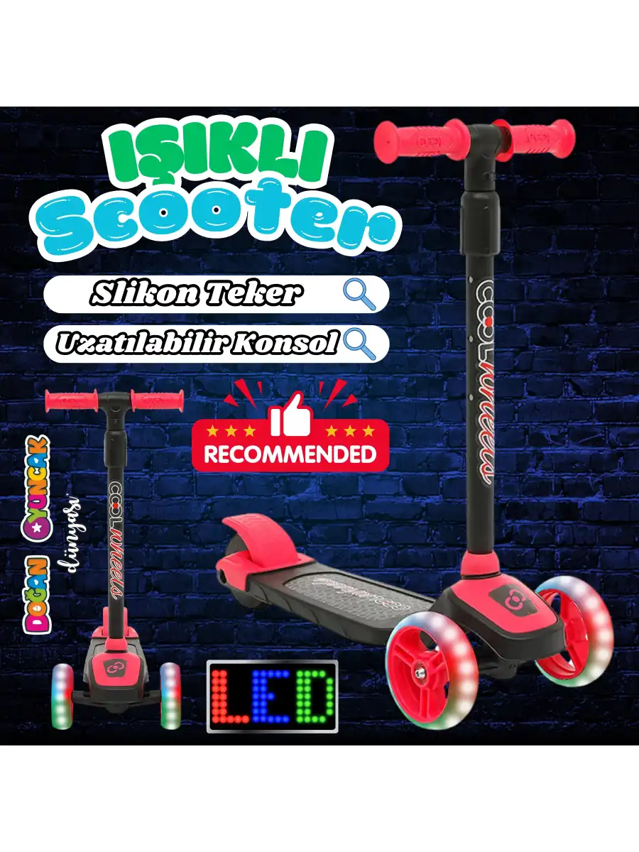 Cool Wheels Pembe Twist Işıklı 3 Tekerlekli Scooter - Işıklı Scooter - CoolWheels Scooter - Çocuk Scooter - İttir Git