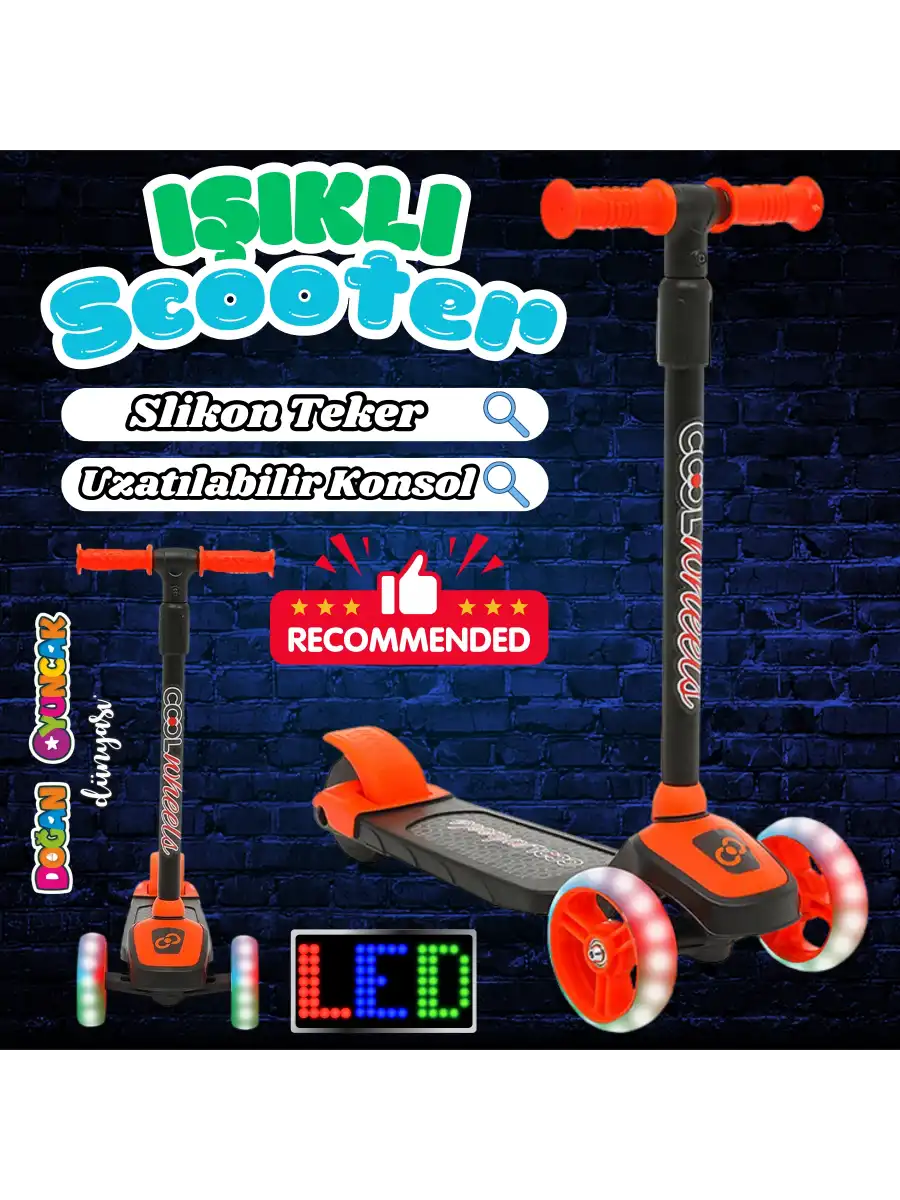Cool Wheels Turuncu Twist Işıklı 3 Tekerlekli Scooter - Işıklı Scooter - CoolWheels Scooter - Çocuk Scooter - İttir Git